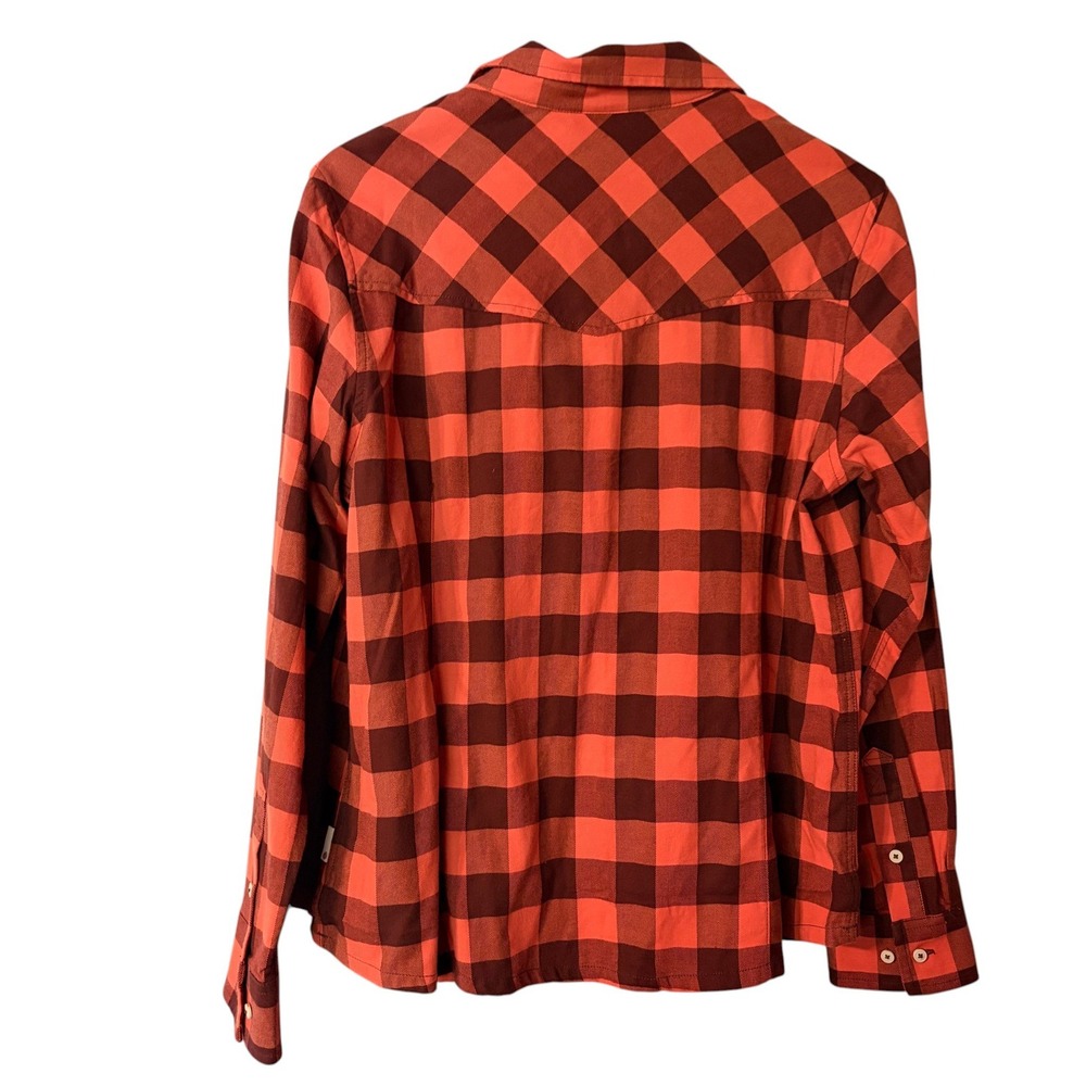 Stio Flannel Shirt XL Light Gorp Orange Plaid Organic Cotton Western Button Up - Picture 4 of 6